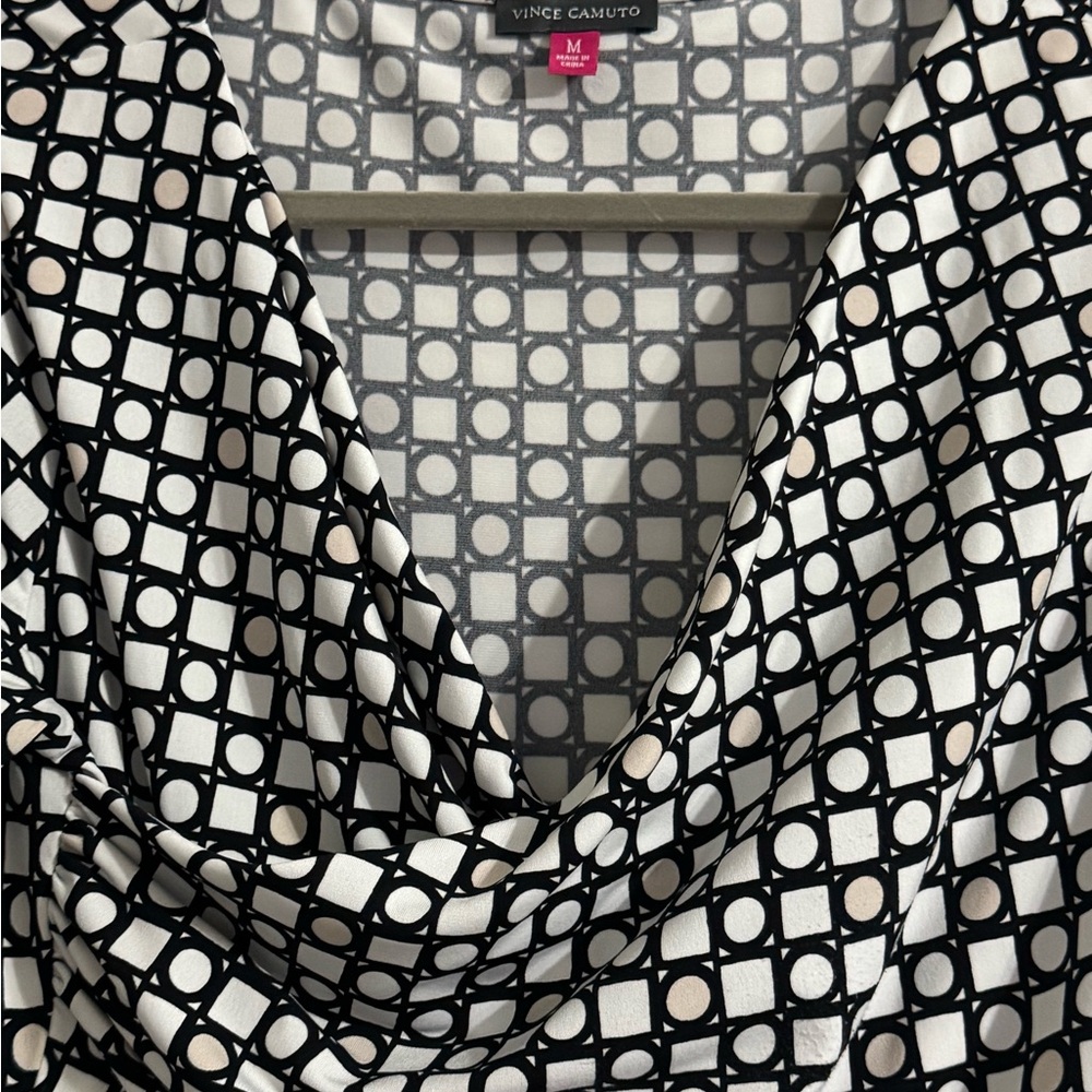 Vince Camuto Black and Cream Geometric Blouse - Picture 2 of 4